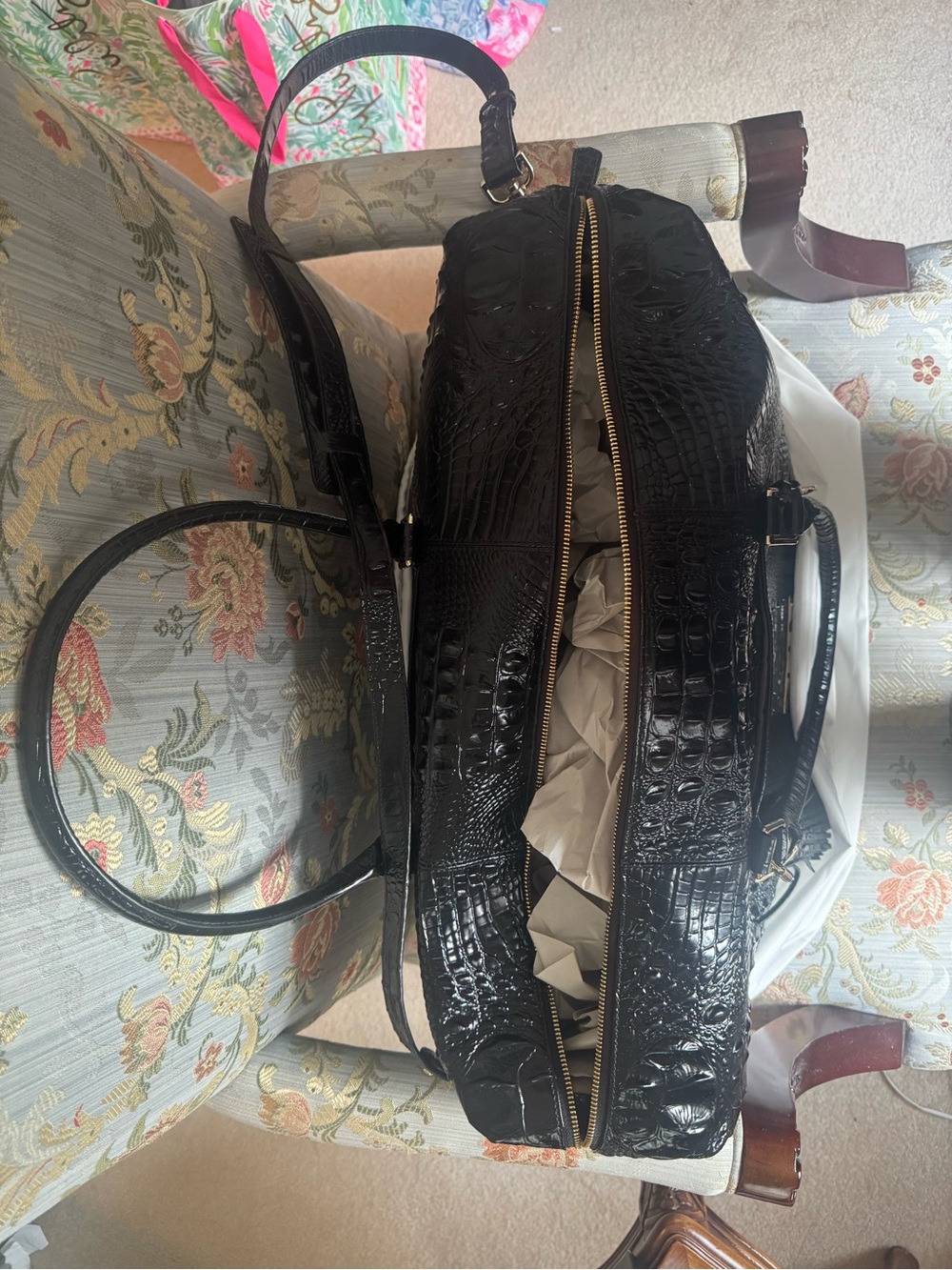 1.) BRAHMIN Duxbury Weekender Black Melbourne XL Leather Travel Bag NWOT - Picture 7 of 13